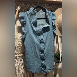 Ruffled denim tank